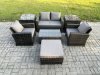 Fimous 5 Seater Outdoor Lounge Sofa Set Wicker PE Rattan Garden Furniture Set with Rectangular Coffee Table Double Seat Sofa 2 Side Tables Big Footstool Dark Grey Mixed
