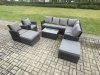 Fimous 10 Seater High Back Outdoor Garden Furniture Set Rattan Corner Sofa Set With Rectangular Coffee Table 2 Big Footstool 2 Armchairs Dark Grey Mixed
