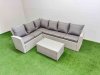 Fimous 6 Seater Garden Outdoor PE Rattan Furniture Set Rattan Garden Sofa Set Light Grey Mixed