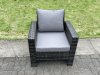 Fimous 8 Seater Garden Dining Set Wicker PE Rattan Outdoor Furniture Sofa with Rectangular Dining Table Double Seat Sofa 2 Big Footstool Armchair Dark Grey Mixed