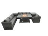 Fimous Rattan Garden Furniture Firepit Dining Set 7 Seater Lounge Sofa Table Set with 2 side table
