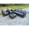 Fimous PE Rattan Garden Furniture Set Adjustable Chair Sofa Lounge Sofa Set Square Coffee Table