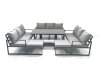 Fimous 11 Seater Garden Sofa Set Aluminium Furniture Rising Dining Tabe Set wth 2 Big Footstools Dark Grey