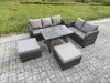 Fimous High Back PE Rattan Sofa Set Outdoor Garden Furniture Dining Table Set Love Sofa 3 Seater Sofa 2 Big Footstool