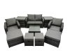 Fimous Rattan Garden Outdoor Furniture Set Love Sofa Square Coffee Table Set with 4 Stools 2 Side Table Dark Grey Mixed