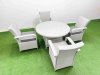 Fimous Wicker PE Rattan Garden Furniture Set Patio Outdoor 4 Chairs Plus Big Round Table Set Light Grey Mixed