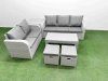 Fimous 7 Seater PE Rattan Wicker Garden Furniture Patio Conservatory Sofa Set with Oblong Coffee Table 3 Seater Sofa Love Sofa 2 Stools Side Table