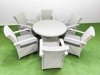 Fimous Wicker PE Rattan Garden Furniture Set Patio Outdoor 6 Chairs Plus Big Round Table Set Light Grey Mixed