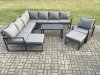 Fimous Aluminium Outdoor Garden Furniture Set Lounge Corner Sofa Chair Oblong Coffee Table Sets with 2 Big Footstools Dark Grey