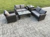 Fimous 5pcs Rattan Outdoor Garden Furniture Sofa Set with Coffee Table Side Table Dark Grey Mixed