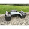 Fimous Wicker PE Rattan Sofa Outdoor Garden Furniture Set with Rectangular Dining Table Dark Grey Mixed