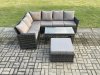 Fimous 7 Seat Rattan Garden Furniture Corner Sofa Set Outdoor Patio Sofa Table Set with Big Footstool Dark Grey Mixed