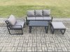 Fimous Aluminium Outdoor Garden Furniture Set Patio Lounge Sofa with Oblong Coffee Table Big Footstool Armchair Dark Grey