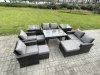 Fimous Garden Furniture Sets 10 Pieces Wicker Rattan Furniture Manual Wicker Patio Sofa Patio Conversation Set with 3 Footstools 2 Side Tables Dark Grey Mixed