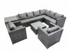 Fimous Outdoor PE Rattan Garden Furniture Sofa Set with Square Coffee Table 2 Chair Side Table Dark Grey