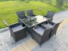 Fimous Rattan Garden Furniture Dining Set 6-seater Patio Black Glass Table Chairs Outdoor Dark Grey Mixed