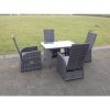 Fimous Oblong Rectangular Table Adjustable Reclining Chair Rattan Dining Set Outdoor Garden Furniture Table And Chair Set Mixed Grey 4 Chairs