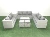Fimous Rattan Garden Outdoor Furniture Set 11 Seater Garden Sofa Coffee Table Set with 2 Small Footstool Light Grey Mixed