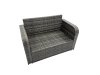 Fimous Garden Outdoor Rattan Furniture Set Rattan Reclining Chair Love Sofa with 2 Big Stool Dark Grey Mixed