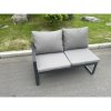Fimous Aluminum Outdoor Garden Furniture Set Corner Sofa Chair Gas Fire Pit Dining Table Set Gas Heater Burner Dark Grey 7 Seater