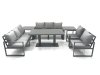 Fimous Garden Sofa Set Aluminium Furniture Rising Dining Tabe Set with 2 Chair 2 Side Tables Dark Grey