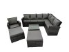 Fimous Rattan Garden Outdoor Furniture Set 9 Seater Garden Sofa Coffee Table Sets with Chair 2 Big Footstools Dark Grey Mixed