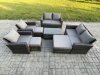 Fimous Garden Furniture Sets 8 Pieces Outdoor Rattan Furniture Manual Wicker Patio Sofa Chair Set with Coffee Table 3 Footstools Dark Grey Mixed