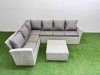 Fimous Outdoor Rattan Garden Furniture Set 6 Seater Corner Sofa Sets with Square Coffee Table Light Grey Mixed
