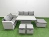 Fimous 8 Seater PE Rattan Wicker Garden Furniture Patio Conservatory Sofa Set with Adjustable Lifting Dining or Coffee Table 3 Seater Sofa Love Sofa 3 Stool Side Table