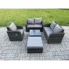 Fimous 5 Piece Garden Furniture Sets 6 Seater Outdoor Patio Furniture Set Weaving Wicker Rattan Sofa Chair and Table with Big Footstool