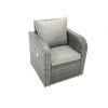 Fimous Outdoor Garden Furniture Set Rattan Sofa Dining Table Set with Reclining Chair 3 Footstool 2 Side Table Dark Grey Mixed