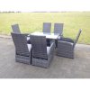 Fimous Oblong Rectangular Table Adjustable Reclining Chair Rattan Dining Set Outdoor Garden Furniture Table And Chair Set Mixed Grey 6 Chairs