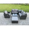 Fimous 6 Piece Garden Furniture Sets 6 Seater Outdoor Patio Furniture Set Weaving Wicker Rattan Sofa Chair and Table with Big Footstool Side Table
