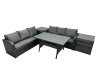 Fimous 6 Seat Outdoor Wicker PE Rattan Garden Furniture Set Dining Table Sofa Set with 2 Side Tables Dark Grey Mixed