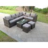 Fimous 8 Seater Rattan Corner Sofa Lounge Sofa Set With Rectangular Coffee Table 2 Stool And Chair Right Hand
