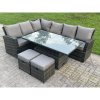 Fimous High Back Rattan Garden Furniture Corner Sofa Sets Adjustable Rising Table Dark Mixed Grey 8 seater left corner
