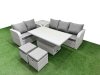 Fimous 7 Seater PE Rattan Wicker Garden Furniture Patio Conservatory Sofa Set with Adjustable Lifting Dining or Coffee Table 3 Seater Sofa Love Sofa 2 Stools Side Table