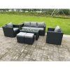Fimous Wicker Rattan Garden Furniture Sofa Sets Outdoor Patio Coffee Table With Stools black