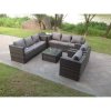 Fimous 8 Seater Grey Rattan Sofa Set Coffee Table Arm Chair Outdoor Garden Furniture
