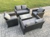 Fimous Garden Furniture Sets 5 Pieces Outdoor Rattan Furniture Manual Wicker Patio Sofa Chair Set with Coffee Table Dark Grey Mixed