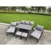 Fimous Aluminium Garden Furniture Sets 9 Seater Outdoor Sofa Set with Adjustable Rising Lifting Dining Table 2 Chairs 4 Footstools