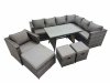Fimous Rattan garden furniture Patio Furniture Sets with Dining Table 3 Stools Dark Grey Mixed
