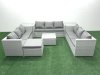 Fimous Rattan Garden Outdoor Furniture Set 10 Seater Rattan Garden Sofa Set with Big Footstool 2 Side Tables Light Grey Mixed