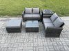 Fimous Rattan Garden Furniture Set 5 piece Patio Rattan Furniture Sofa Weaving Wicker includes 2 Double Seat Sofa, Coffee Table, Big Footstool and Side Table