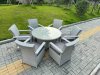Fimous Rattan Garden Furniture Set with 1 Big Round Coffee Table & 6 Seater Chairs Light Grey Mixed