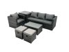 Fimous Outdoor Coffee Table Sofa Armchair Set with Side Table 2 Small Footstools Garden Furniture Set Dark Grey Mixed