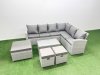 Fimous Garden Outdoor PE Rattan Furniture Set 9 Seater Rattan Garden Sofa Set with Oblong Coffee Table Light Grey Mixed