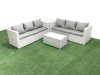 Fimous Garden Outdoor PE Rattan Furniture Set 6 Seater Rattan Garden Sofa Set with Side Table Light Grey Mixed