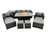 Fimous Rattan Garden Furniture Firepit Dining Set 9 Seater Lounge Sofa Table Set with side table 4 Footstool