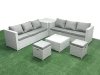 Fimous Rattan Garden Outdoor Furniture Set 8 Seater Rattan Garden Sofa Set with 2 Small Footstool Side Table Light Grey Mixed